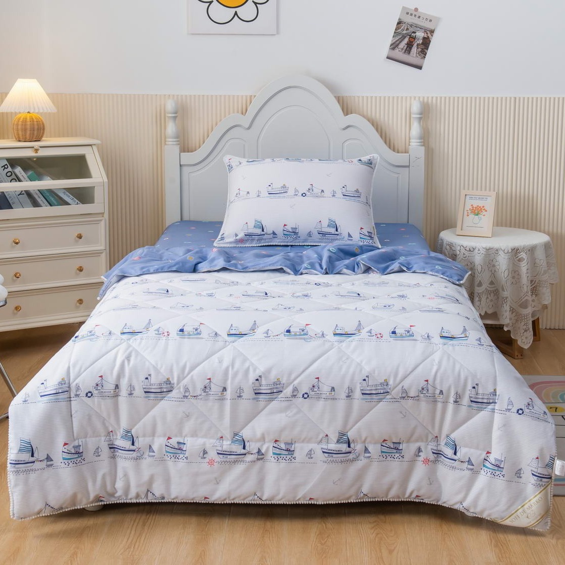 Комплект постельного белья Sofi De Marko Кораблики Детский Полуторный поильник детский с мягким носиком 120 мл с ручками голубой