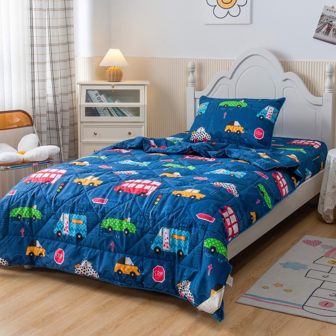 Комплект постельного белья Sofi De Marko Трафик синий Детский Полуторный, размер Детский - фото 2