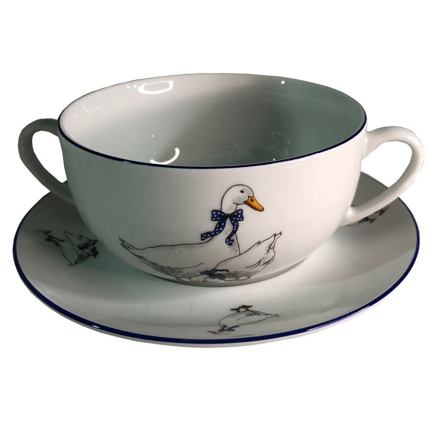 Чашка с блюдцем для супа Thun 1794 Saphyr гуси 17,5 см чашка с блюдцем thun 1794 jonas синие мелкие ы