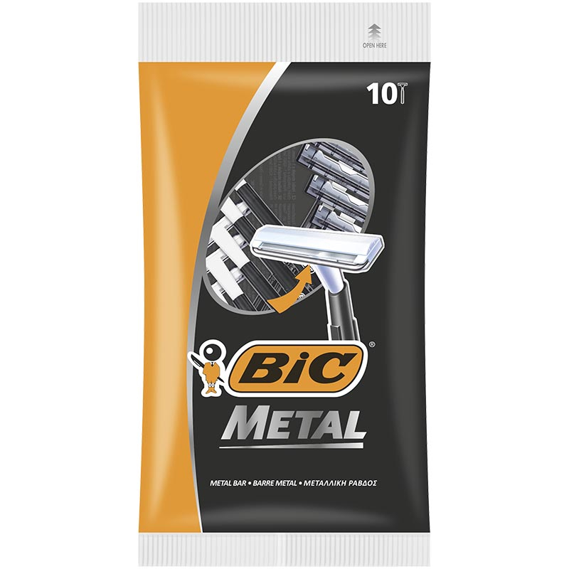 Бритвенный станок BIC Metal мужской, одноразовый, 10 шт гель для бритья gillette series sensitive для чувствительной кожи мужской 200 мл