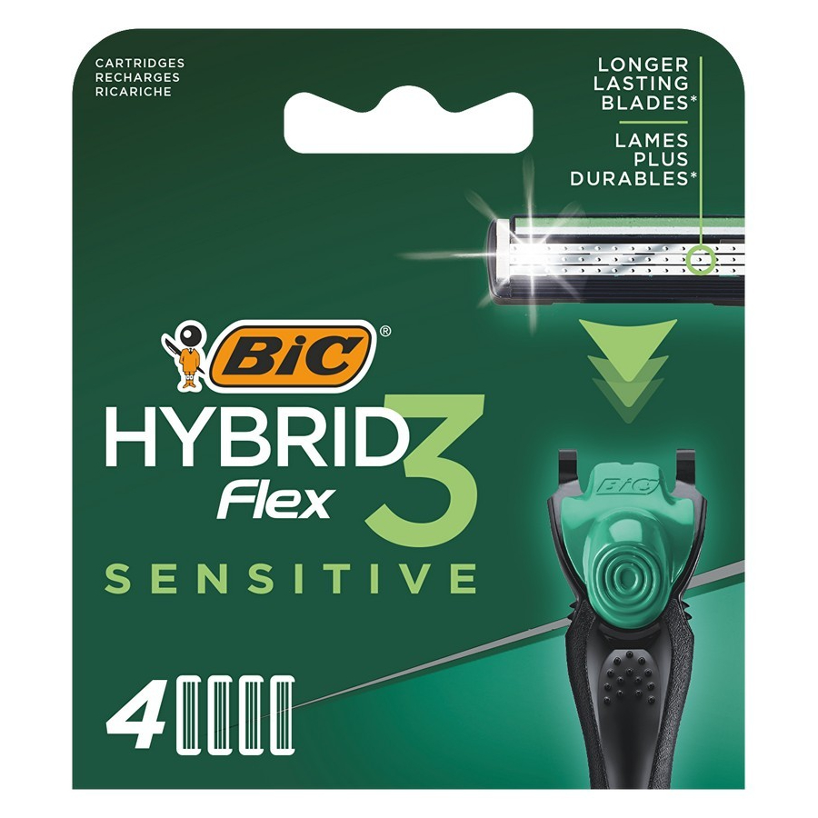 Сменные кассеты для бритвы BIC Hybrid 3 Flex Sensetive, мужские, 4 шт сменные кассеты для бритья bic flex hybrid 3 8 шт