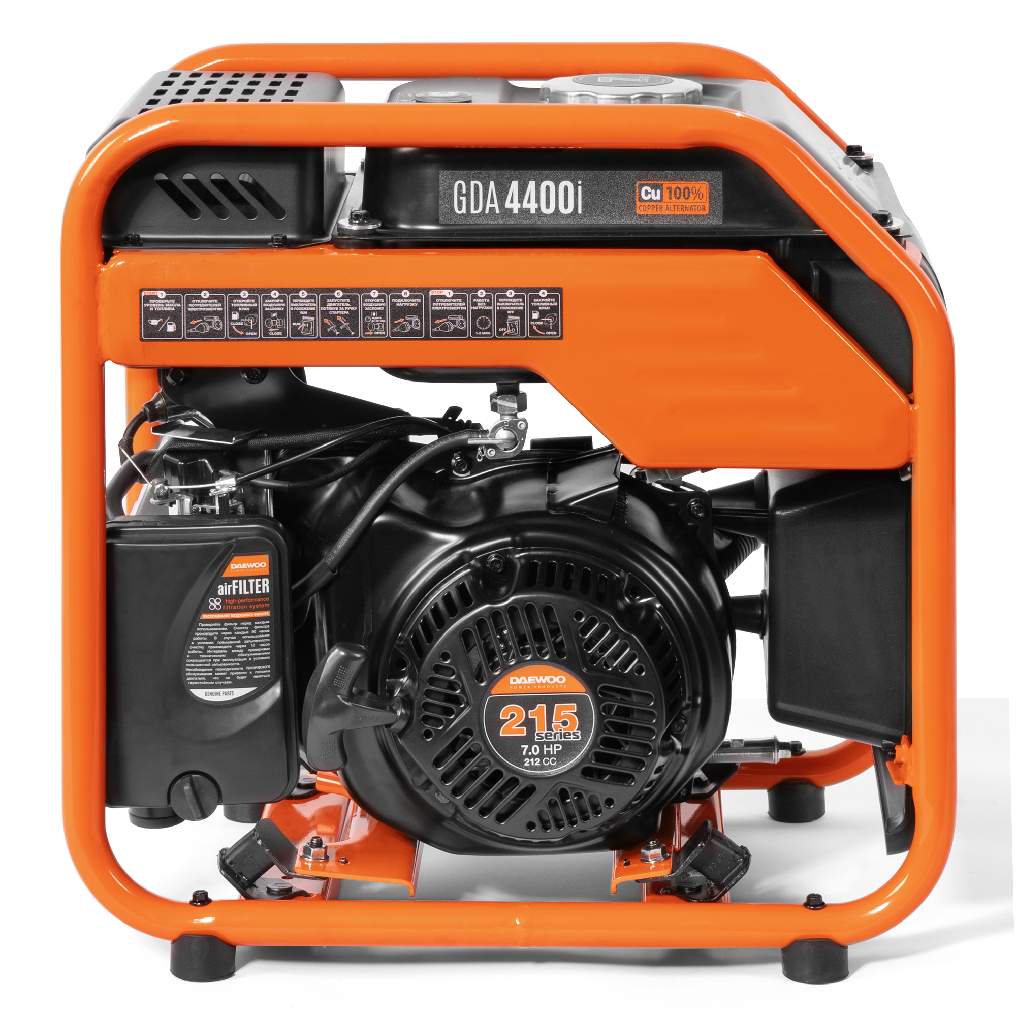 Бензиновый генератор Daewoo инверторный (GDA 4400I), цвет оранжевый series 215 - фото 4