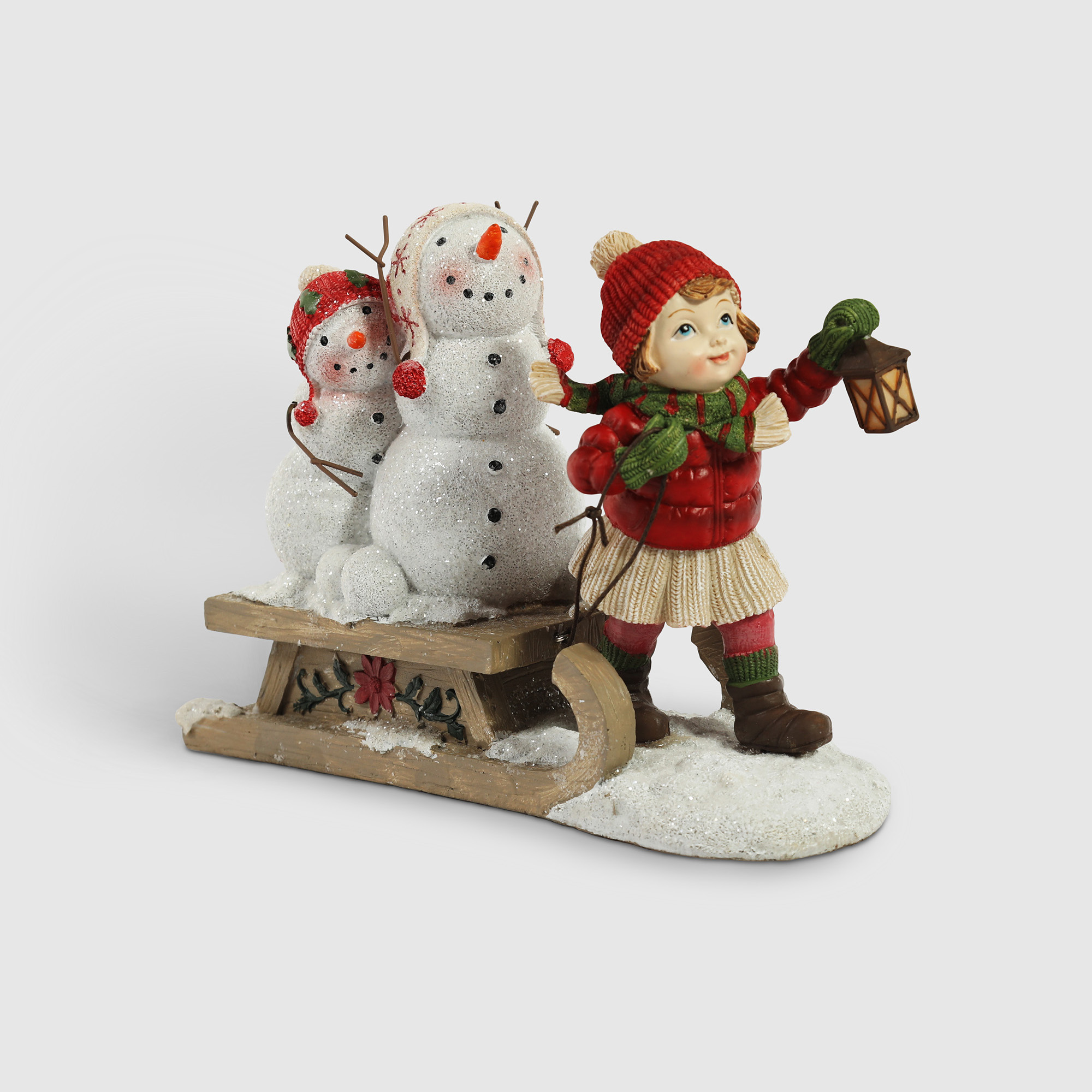 Девочка со снеговиками Teammann новогодний декор 23,2х15,6 см