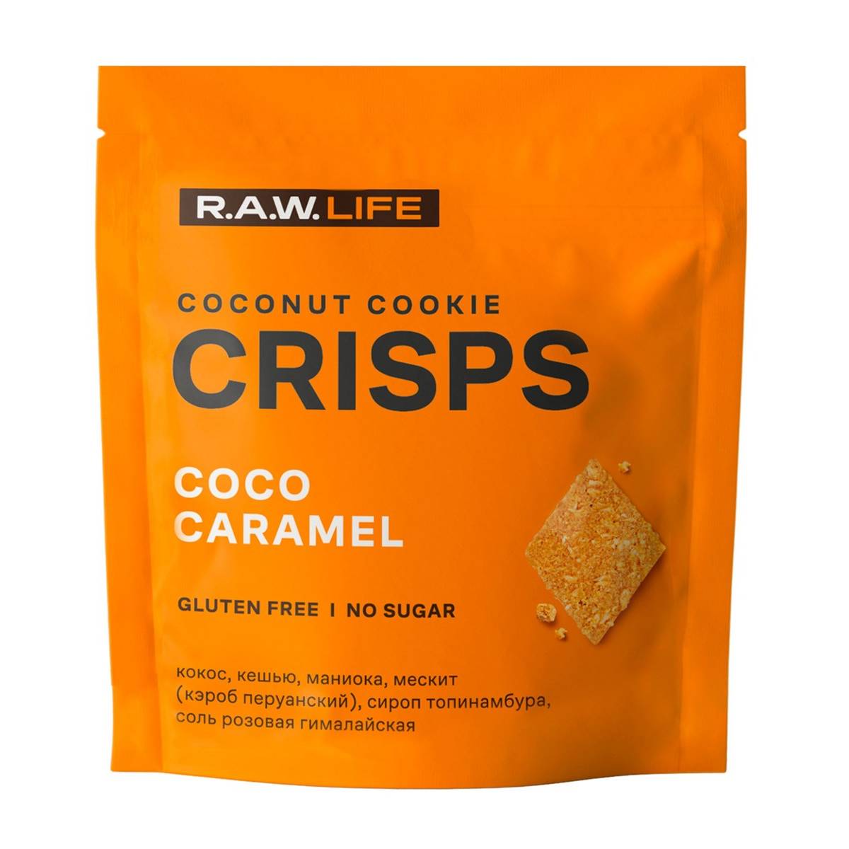Печенье R.A.W. LIFE Crisps кокос-карамель, 35 г губная гармошка music life 4 отверстия 8 тонов 3 5х1 5х1см цепь 28см розовая