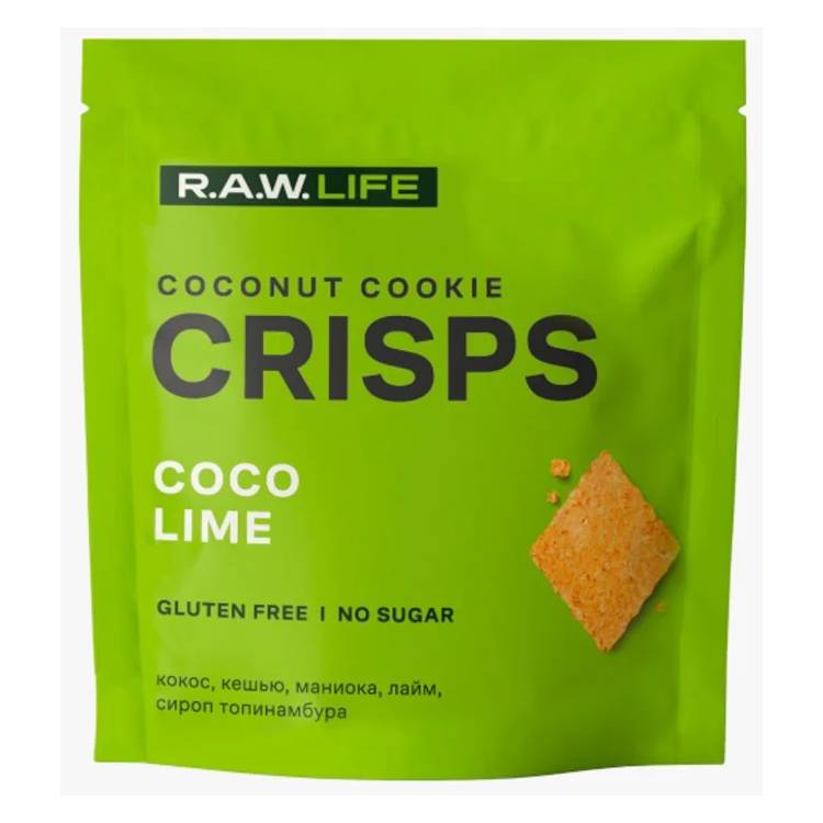 Печенье R.A.W. LIFE Crisps кокос-лайм, 35 г печенье r a w life без глютена кокос манго без глютена 75 г