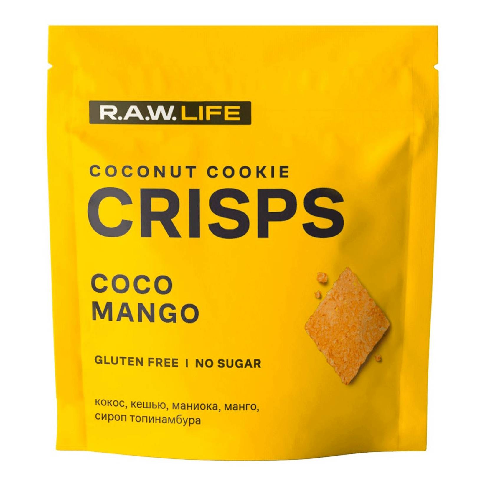 Печенье R.A.W. LIFE Crisps кокос-манго, 35 г сироп mathieu teisseire манго 0 7 л