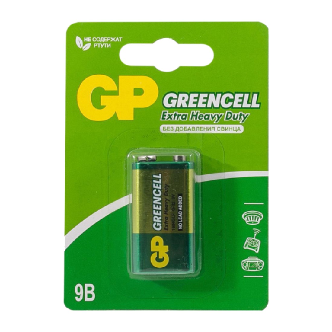 Батарейка солевая GP GreenCell 9V КРОН-1шт