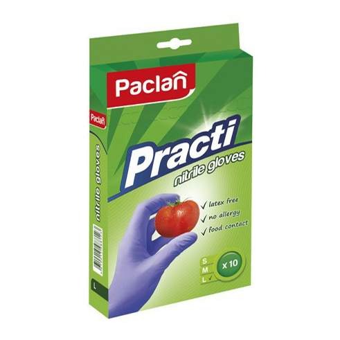 Перчатки нитриловые Paclan Practi размер L 10 шт перчатки нитриловые paclan l 100 шт
