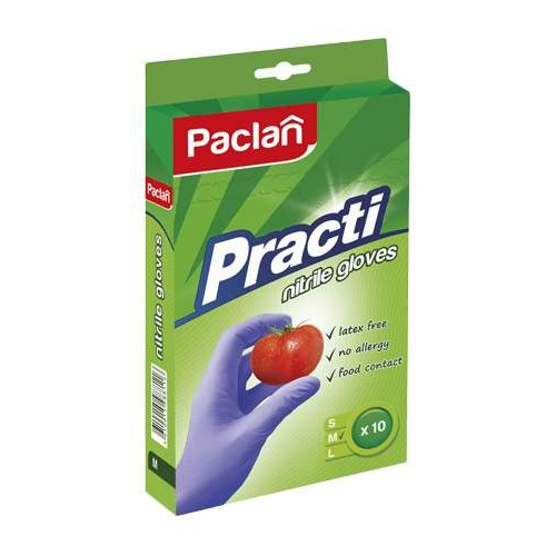 перчатки хозяйственные paclan practi universal размер m 1 шт Перчатки нитриловые Paclan Practi размер M 10 шт