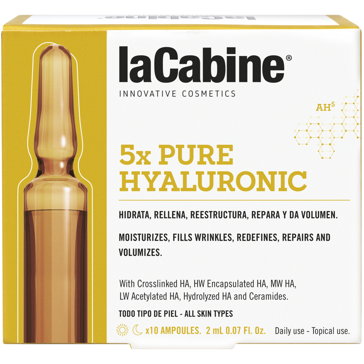 Комплекс 5 видов гиалуроновой кислоты La Cabine в ампулах сыворотка cica для лица супервосстановление 30мл