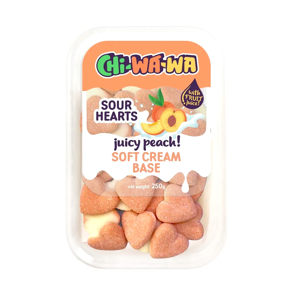 Жевательный мармелад Chi-wa-wa со вкусом кислого персика, 250 г жевательный мармелад chi wa wa кусочки нордик 60 г