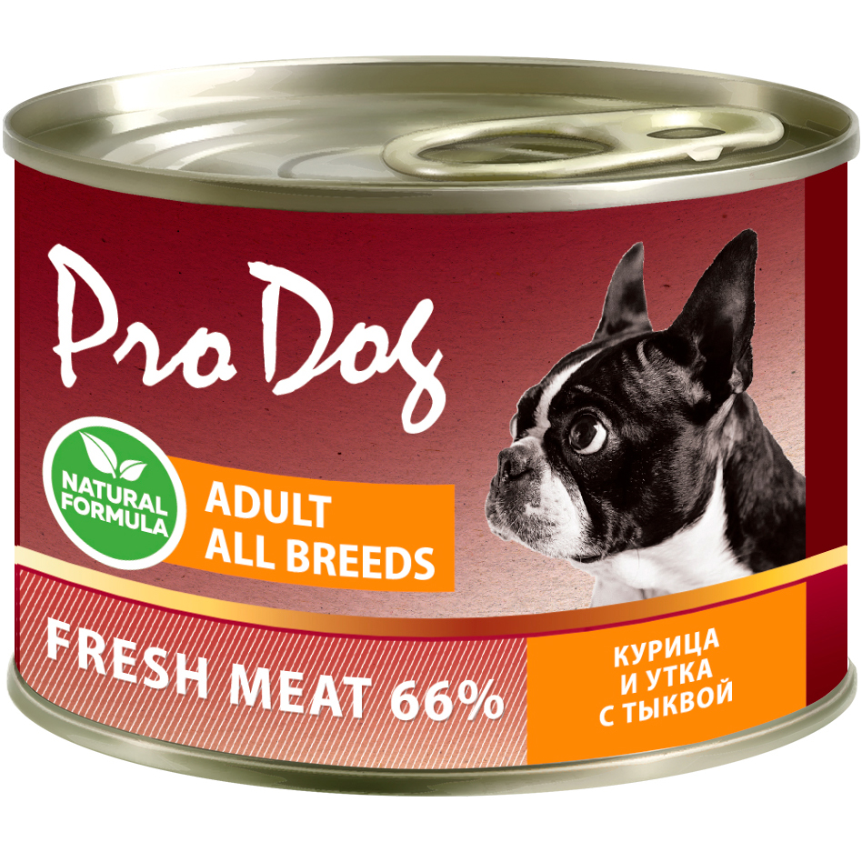 Корм для собак PRO DOG с курицей, уткой и тыквой 200 г влажный корм для собак purina one для активных мелких пород с уткой 0 085 кг