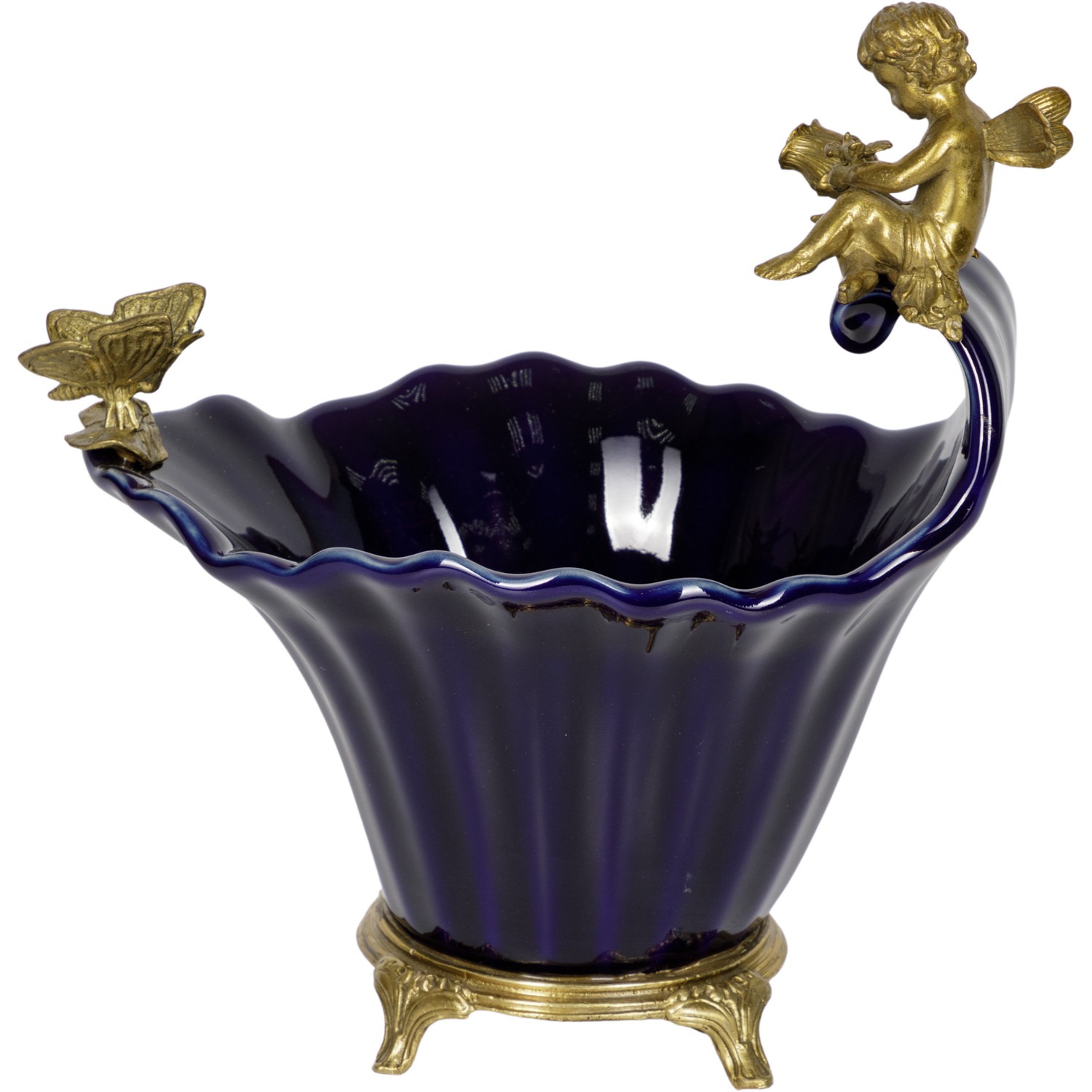 Чаша с ангелом Glasar 23х16х25 см подсвечник glasar синий с бронзовым ангелом 13x10x37 см