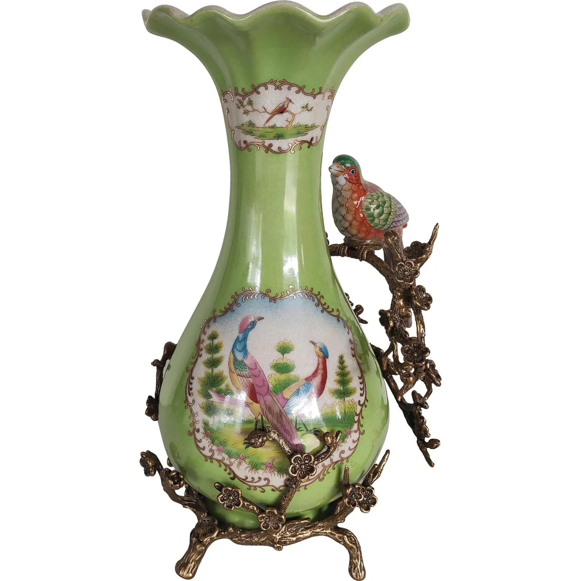 Ваза Glasar с птичкой 22x17x34 см ваза glasar фарфоровая мятного а и бронзовыми змеями 39 см
