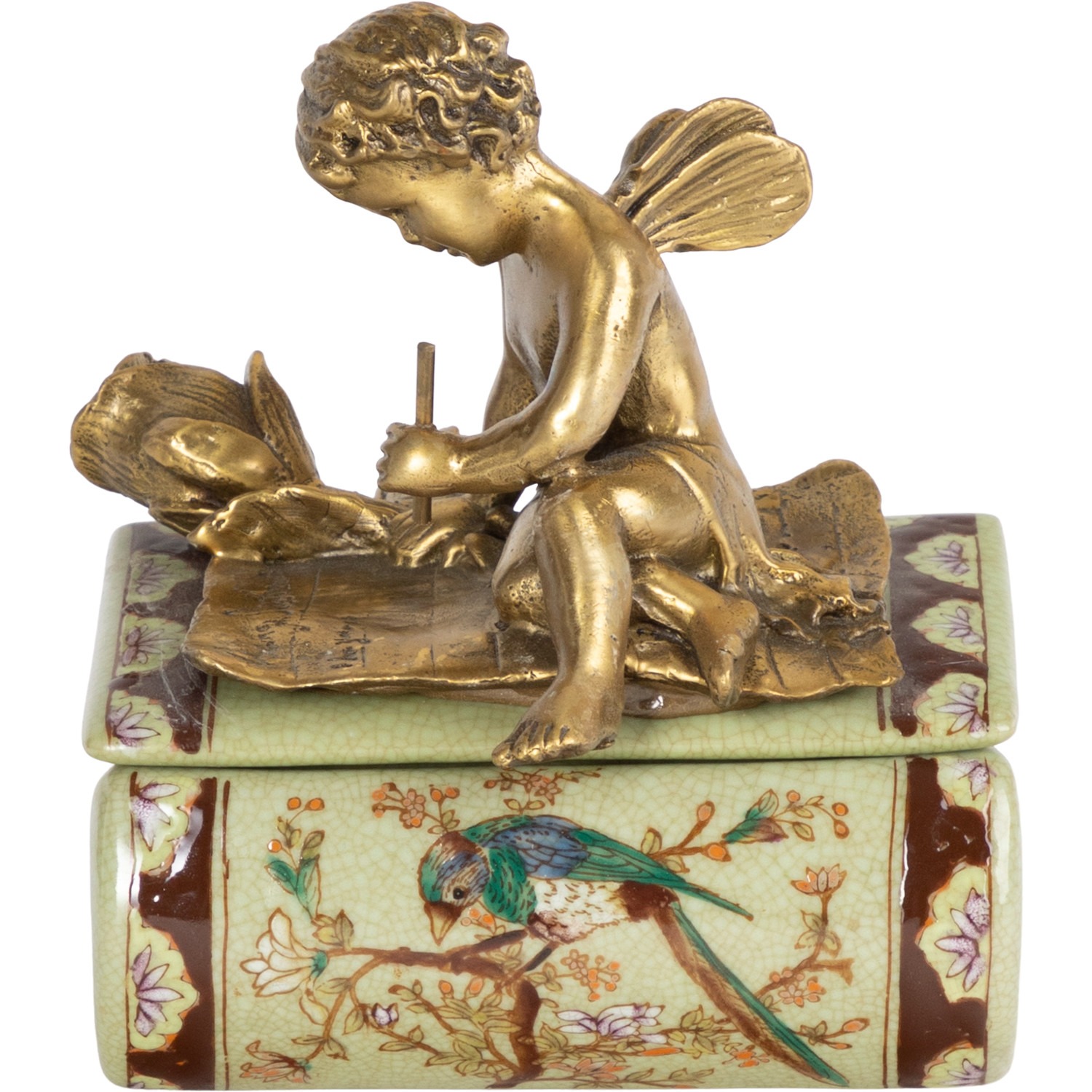Шкатулка Glasar с ангелом 12х11х14 см шкатулка glasar фарфоровая с бронзовым ангелом и птичками 17 15x17 15xсм