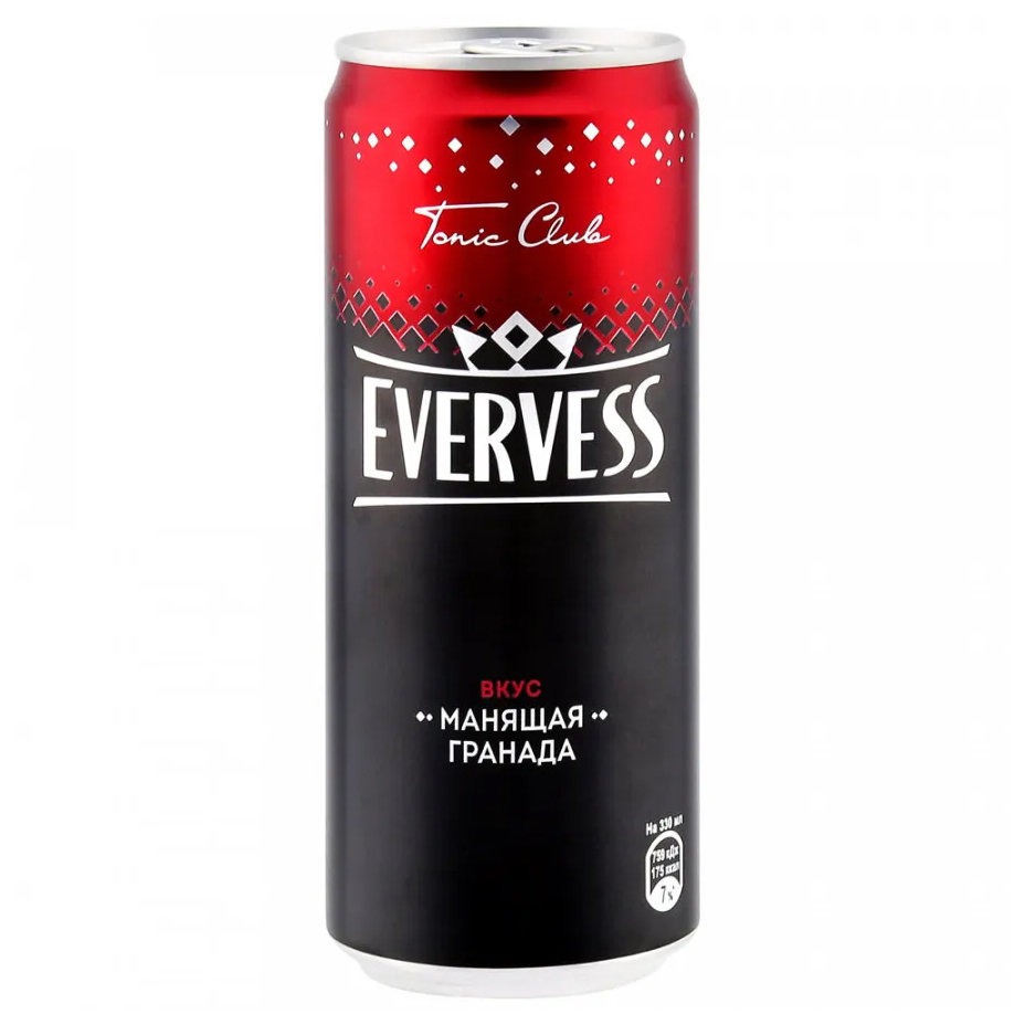 Напиток газированный Evervess Манящая Гранада безалкогольный, 330 мл напиток газированный evervess манящая гранада 1 л