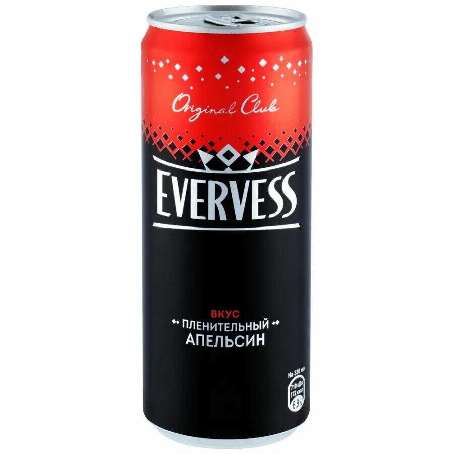 Напиток газированный Evervess Пленительный апельсин безалкогольный, 330 мл энергетический напиток gorilla апельсин 0 45 литра ж б 24 шт в уп