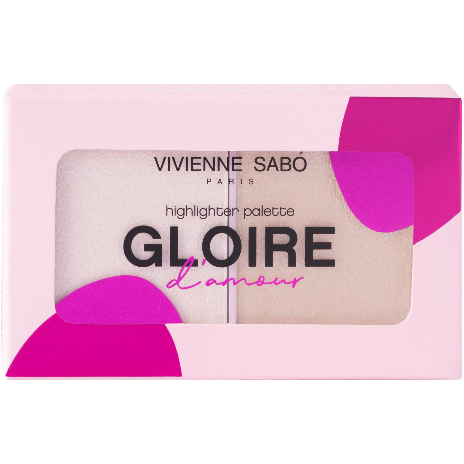 Палетка хайлайтеров Vivienne Sabo Gloire d'amour, текстура с высоким содержанием светоотражающих частиц, тон 01, светло-розовый, 6гр.