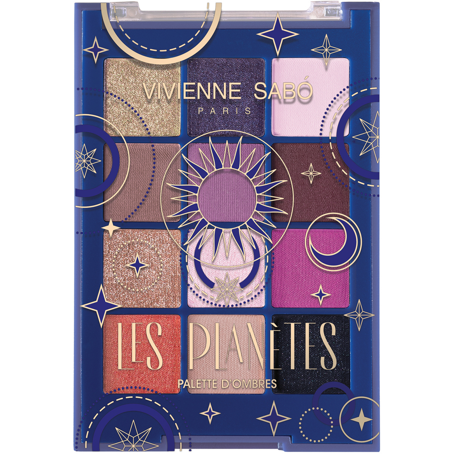 Палетка теней для глаз Vivienne Sabo Les planetes, 12 стойких оттенков в трех текстурах – матовой, сатиновой и сияющей, 9,6гр. - фото 1