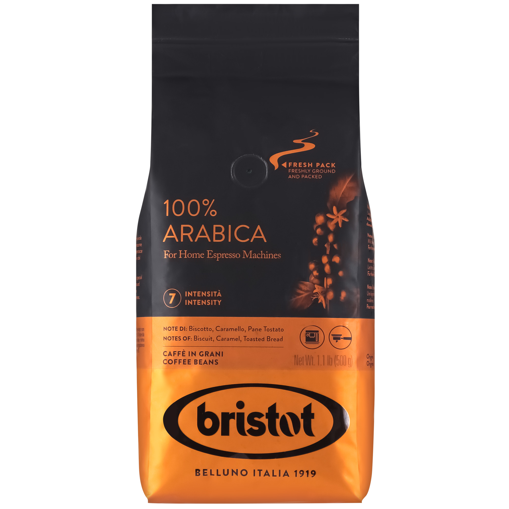 Кофе в зернах Bristot Arabica 100% , 500 г кофе в зернах bristot crema oro 500 г