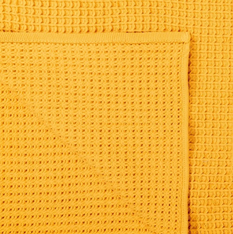 Плед жаккардовый вафельный Дм текстиль Biscotti 185х200 см горчичный - фото 4