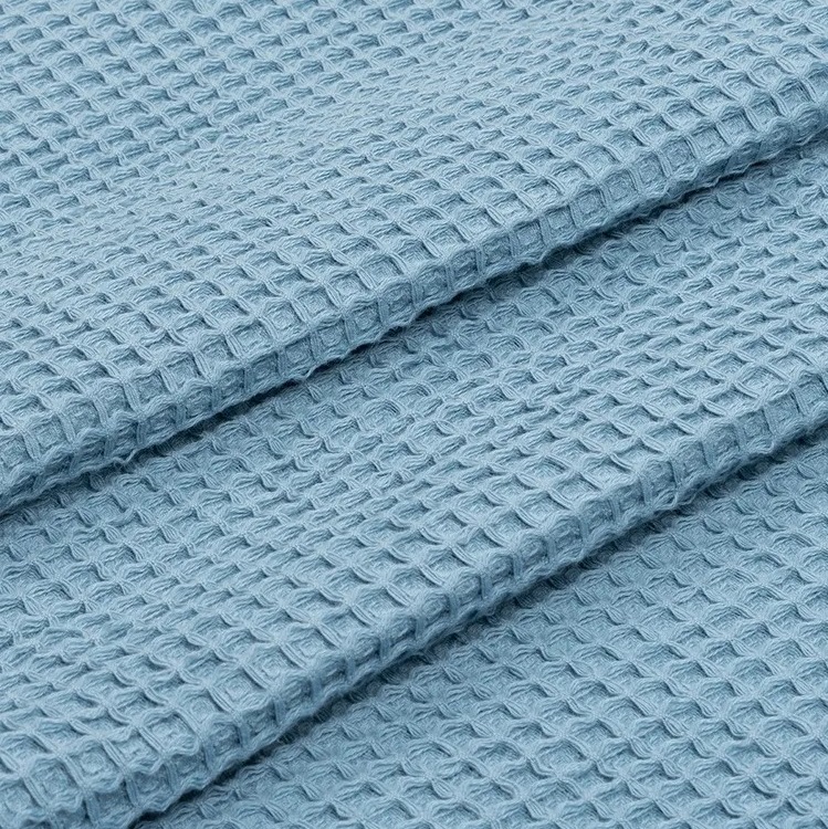Плед жаккардовый вафельный Дм текстиль Biscotti 185х200 см голубой - фото 3