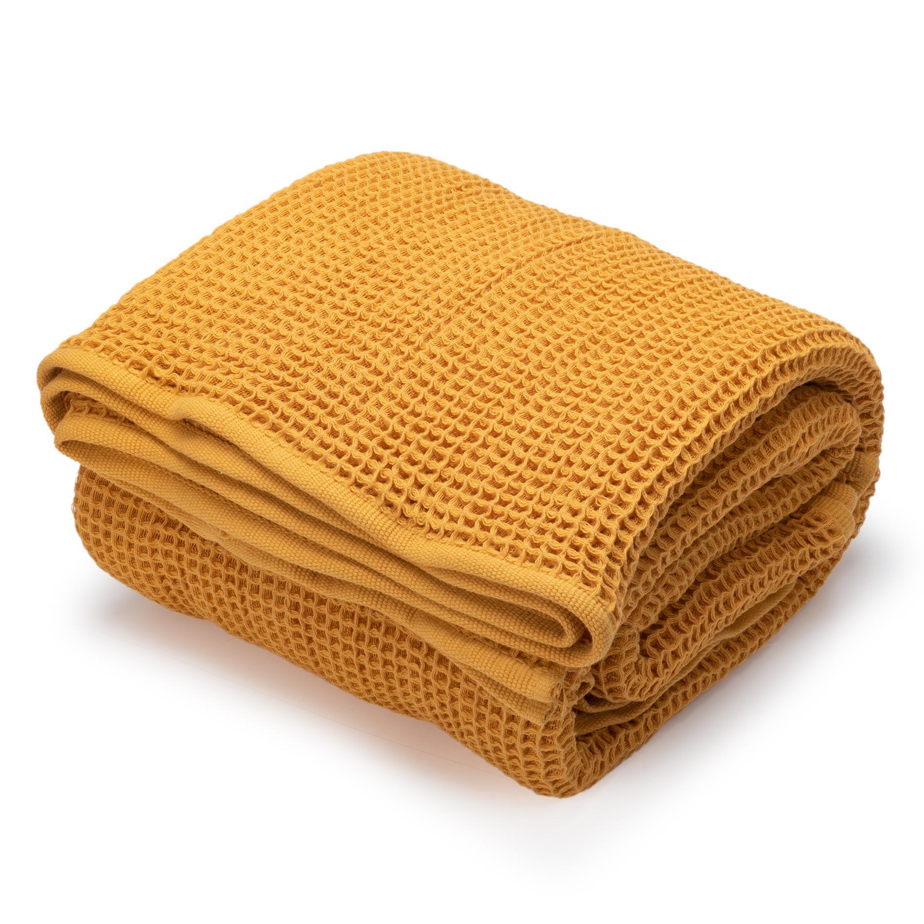 Плед жаккардовый вафельный Дм текстиль Wafer 170х130 см горчичный triol свитер для собак косички xs горчичный