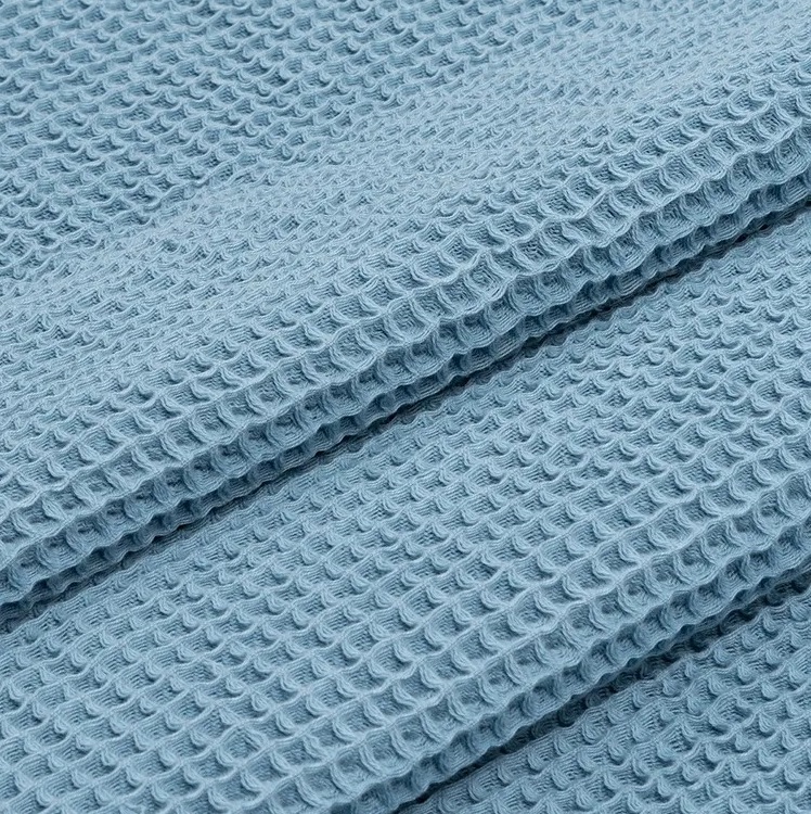 Плед жаккардовый вафельный Дм текстиль Wafer 170х130 см голубой - фото 3