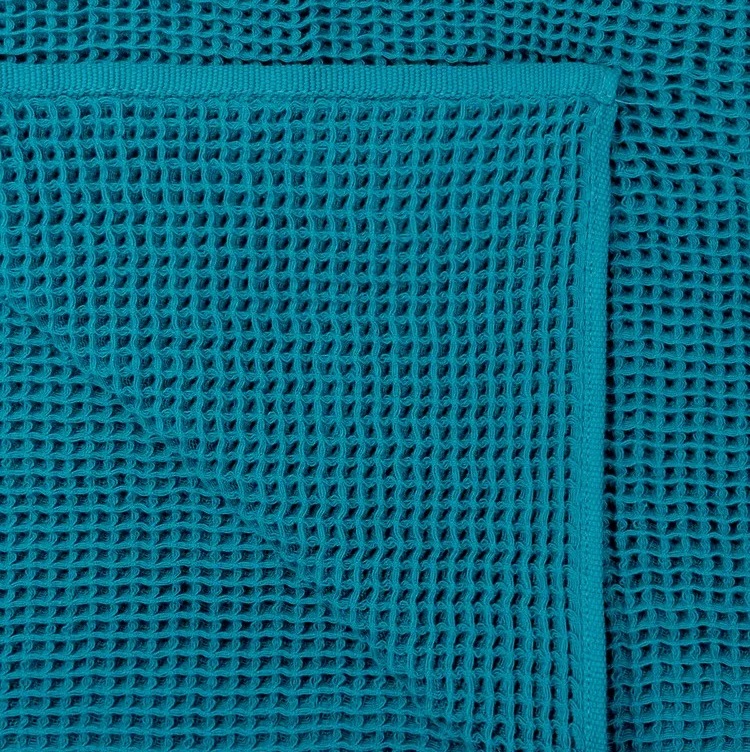 Плед жаккардовый вафельный Дм текстиль Wafer 170х130 см бирюзовый - фото 4
