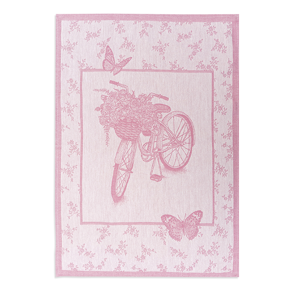 Полотенце жаккардовое пестротканное Лён Наш Велосипед и цветы 50х70 см розовый полотенце пестротканое лён наш пионы и бабочки 50х70 см