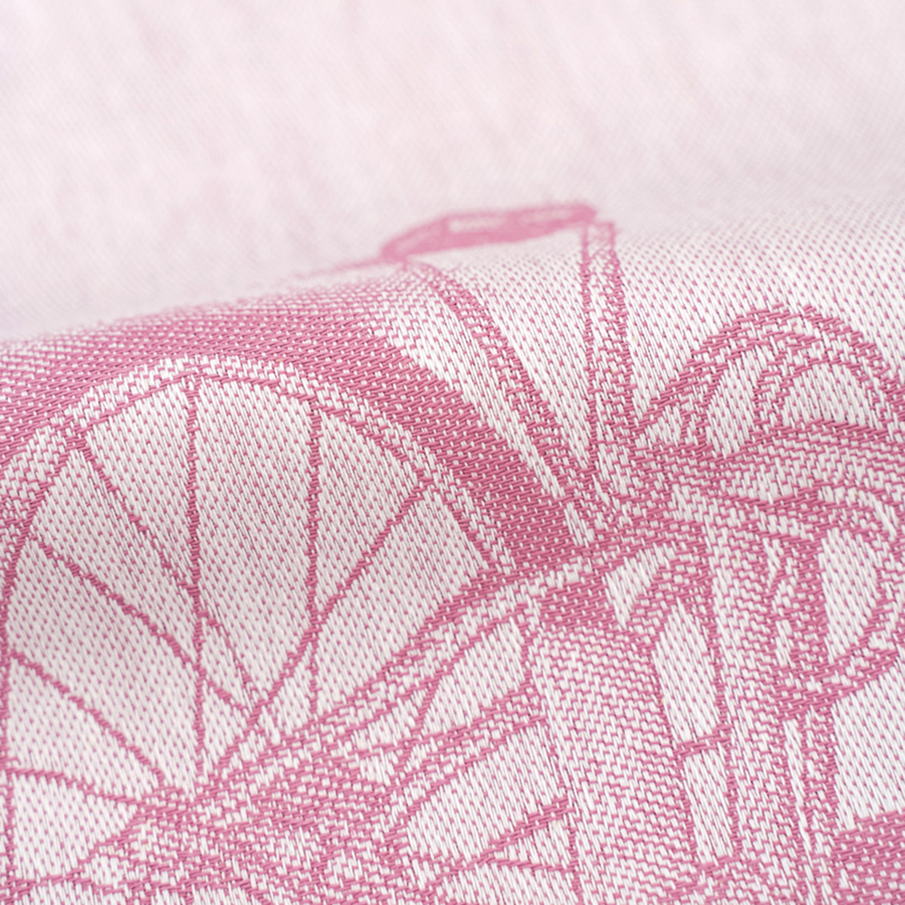 фото Полотенце жаккардовое пестротканное лён наш велосипед и цветы 50х70 см розовый