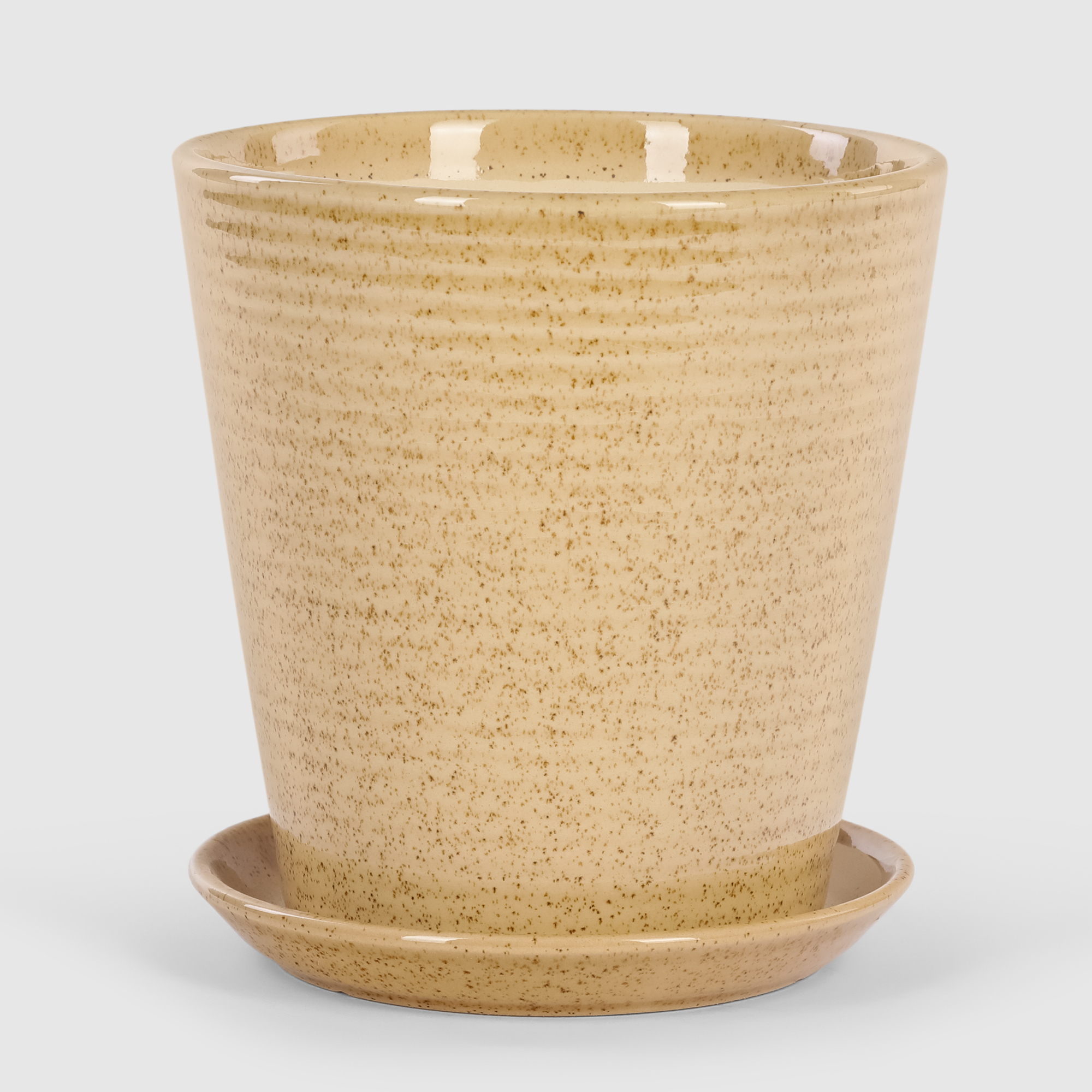 Кашпо керамическое для цветов Shine Pots 16x17см песочный кашпо пластиковое для ов подвесное с дренажной сеткой