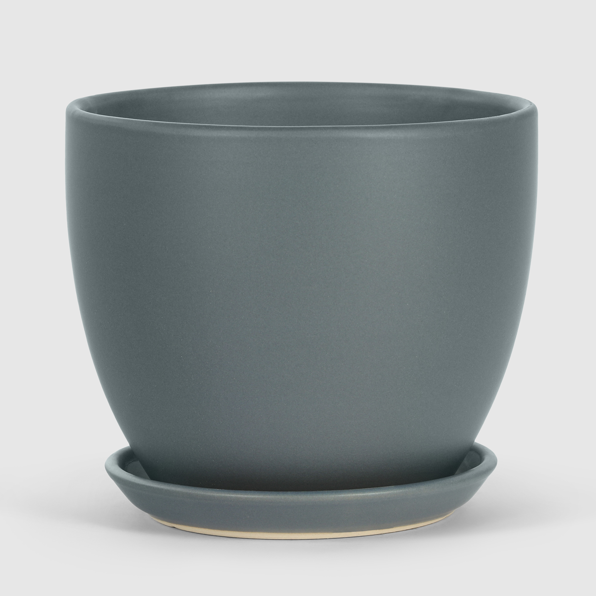 Кашпо керамическое для цветов Shine Pots 18x16см серое матовое