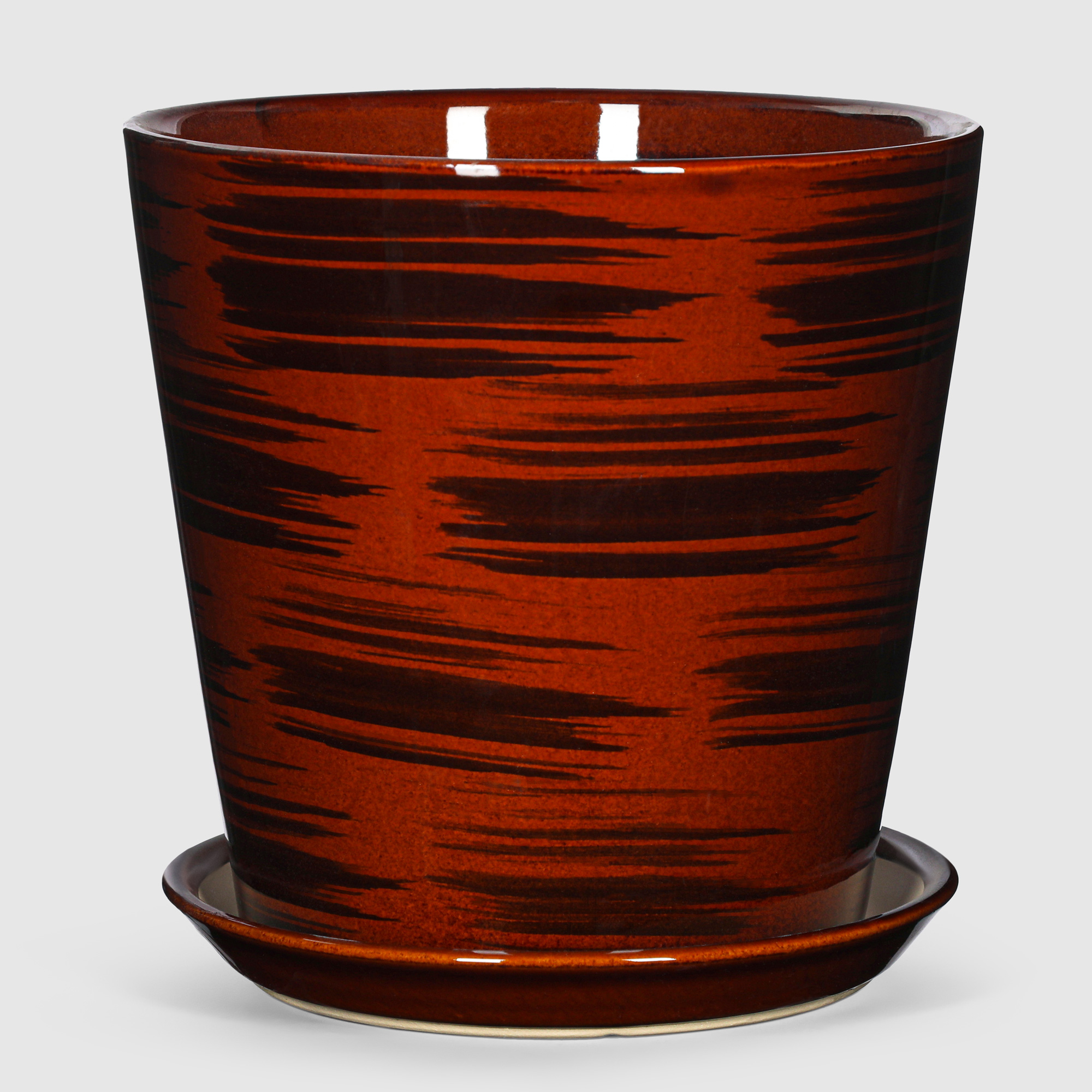 фото Кашпо керамическое для цветов shine pots 20x20см коричневый глянец