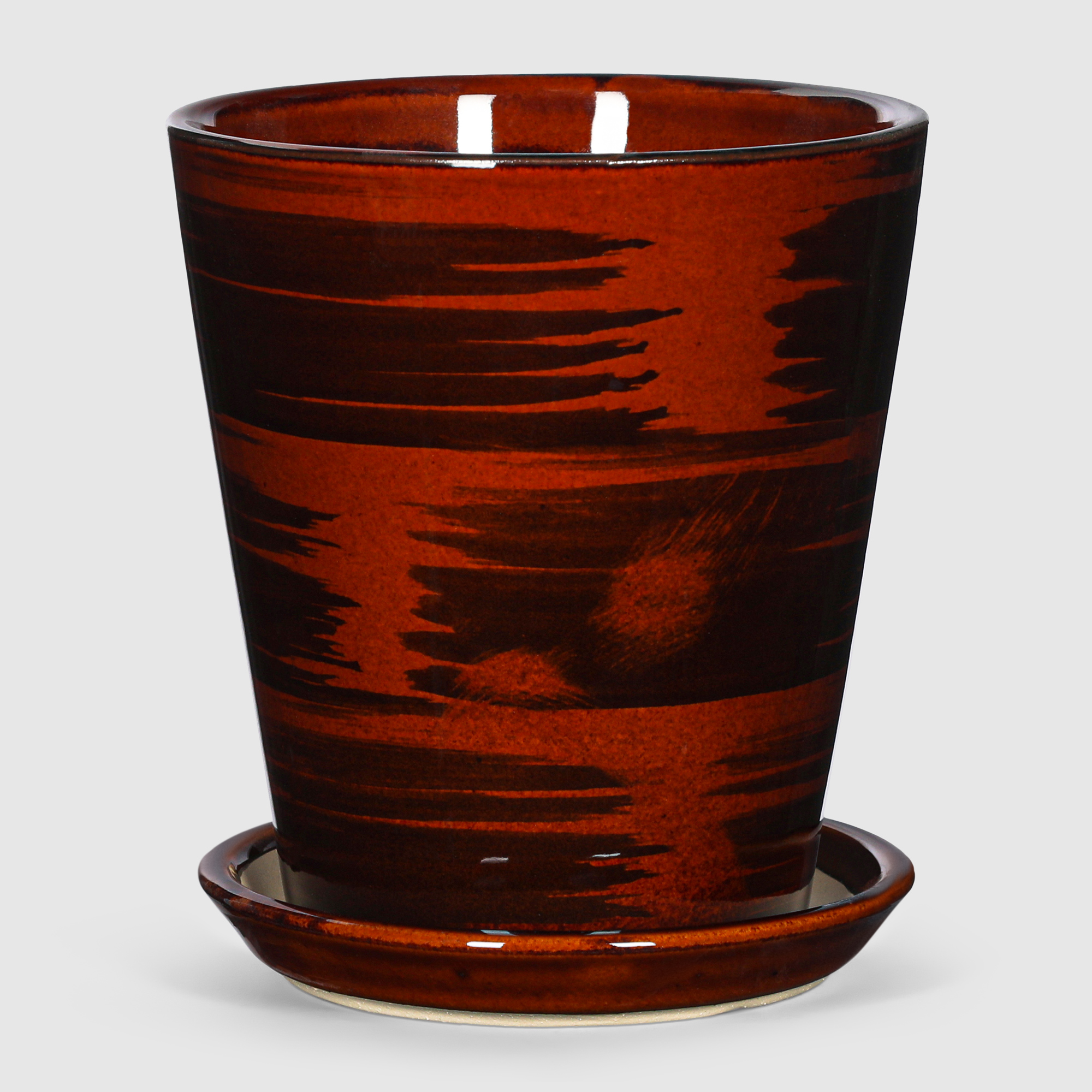 фото Кашпо керамическое для цветов shine pots 13x15см коричневый глянец