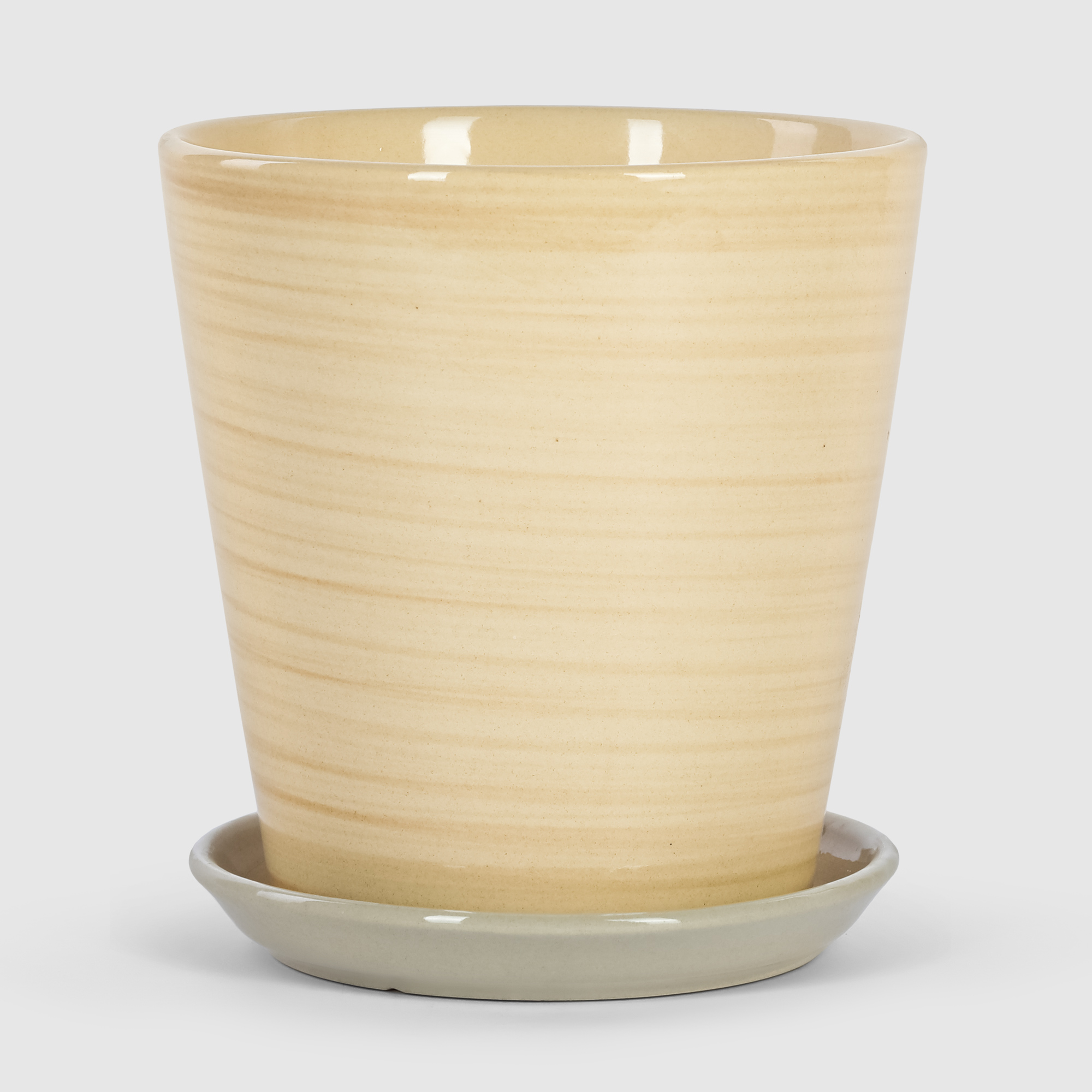 фото Кашпо керамическое для цветов shine pots 16x17см бежевое полосатое