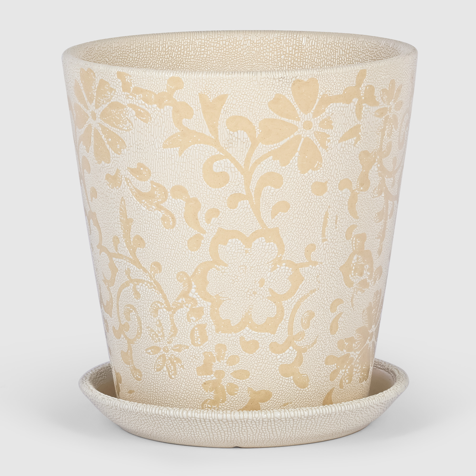 Кашпо керамическое для цветов Shine Pots 16x17см белый+узор кашпо керамическое для ов shine pots 20x20см песочный