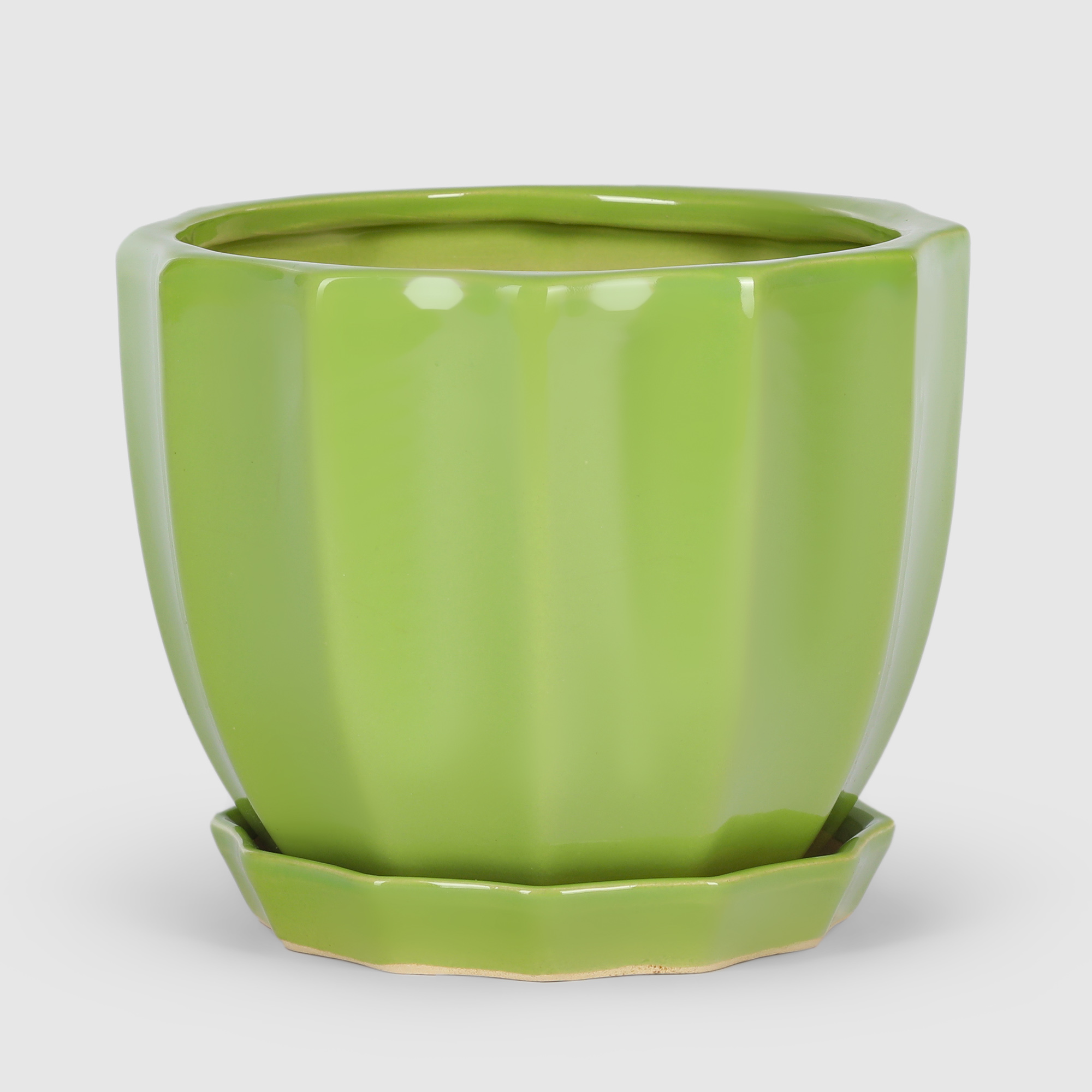 Кашпо керамическое для цветов Shine Pots 22x15,5см салатовый глянец - фото 1