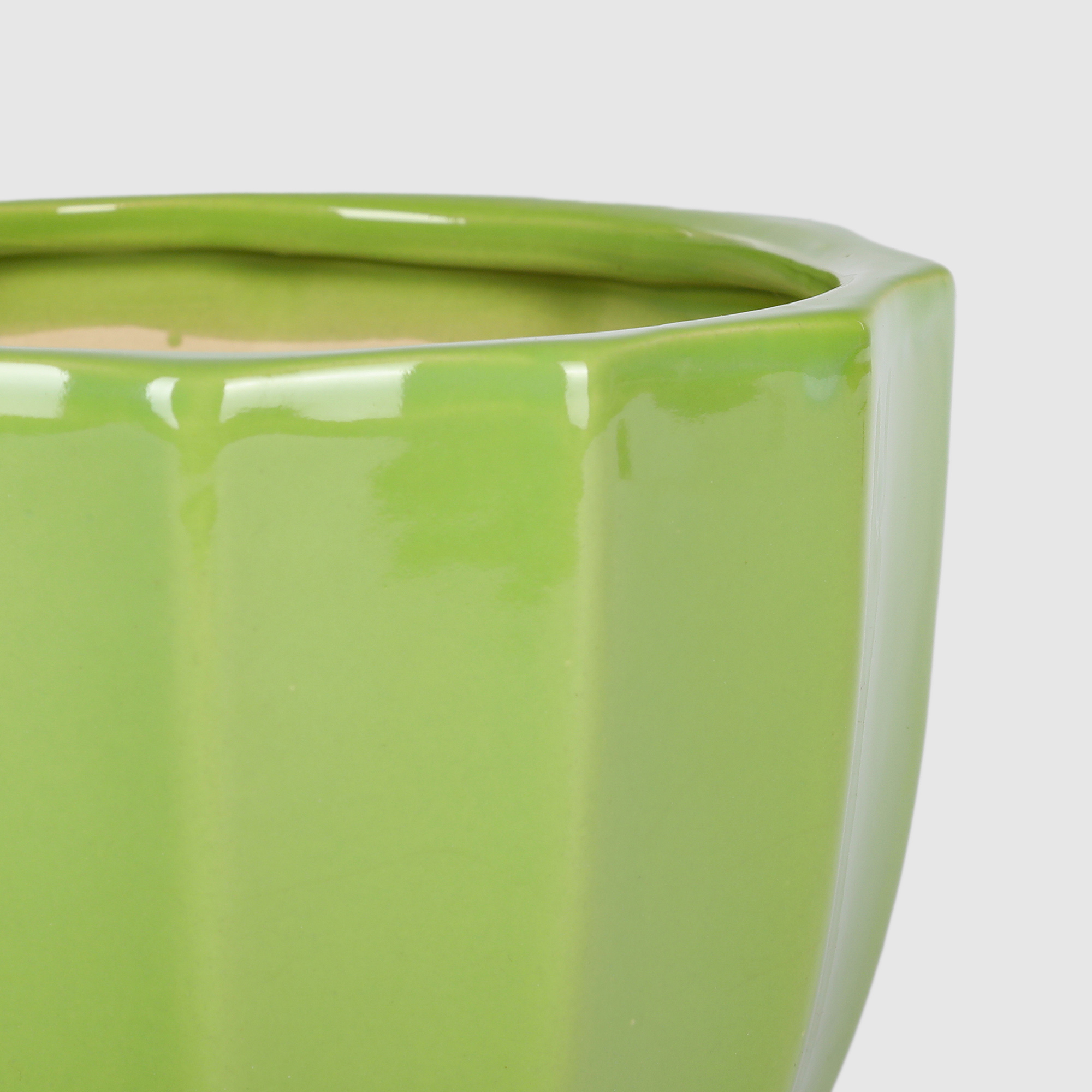 Кашпо керамическое для цветов Shine Pots 22x15,5см салатовый глянец - фото 5