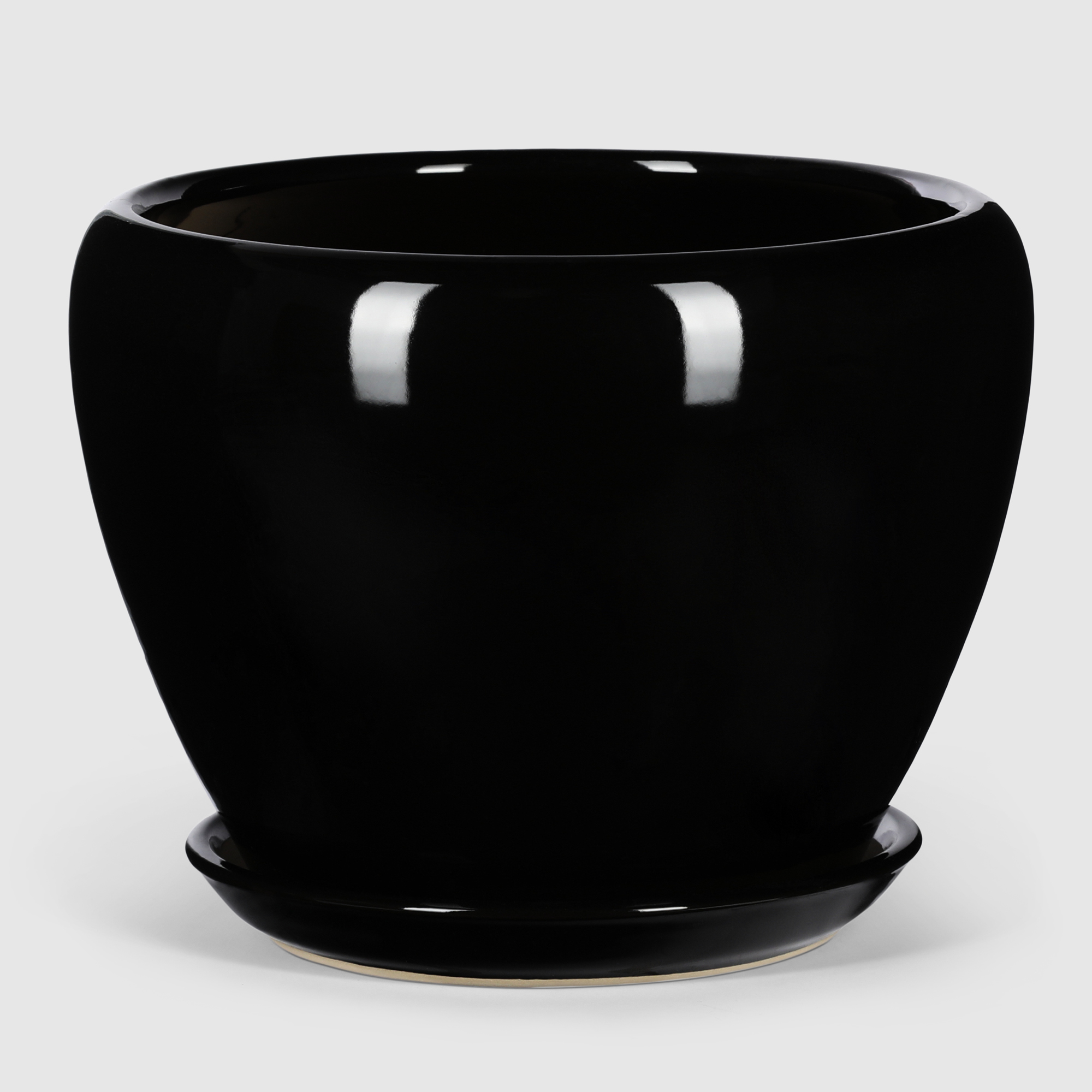фото Кашпо керамическое для цветов shine pots 26x19 см черный глянец