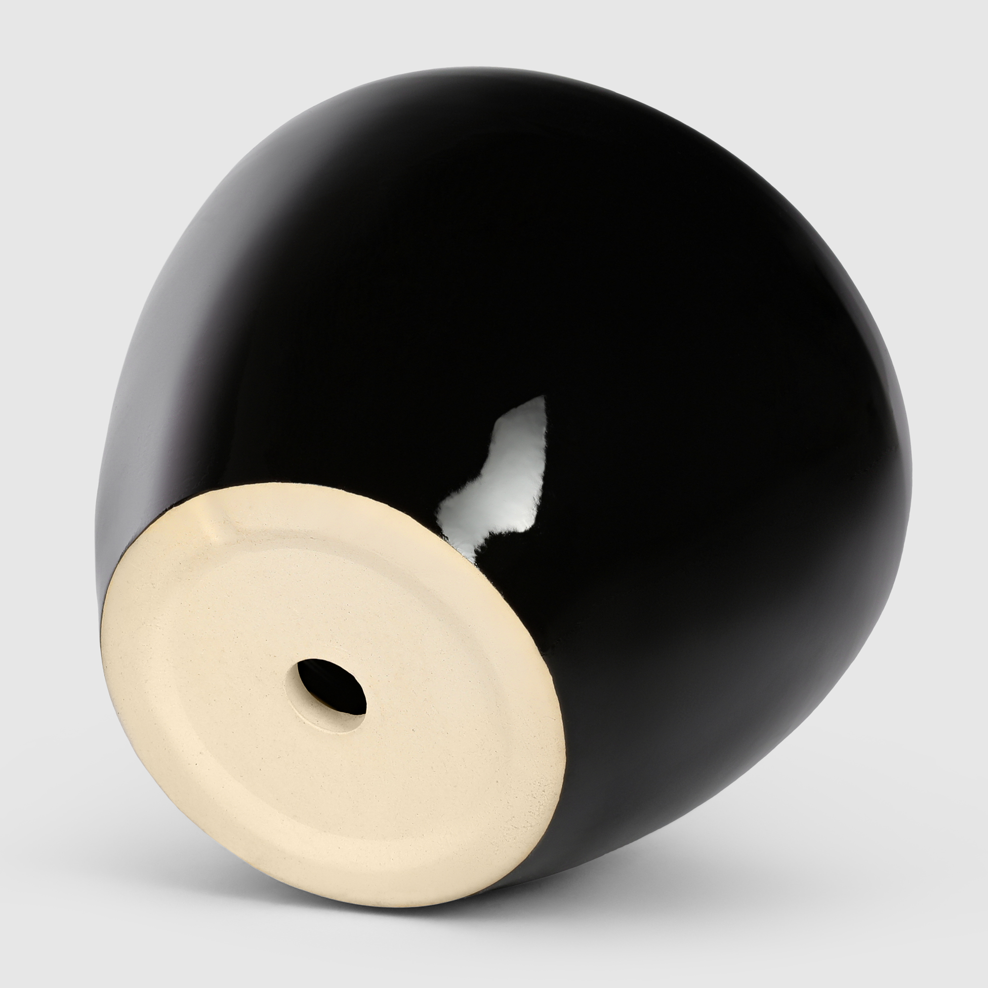 Кашпо керамическое для цветов Shine Pots 20x16 см черный глянец - фото 4