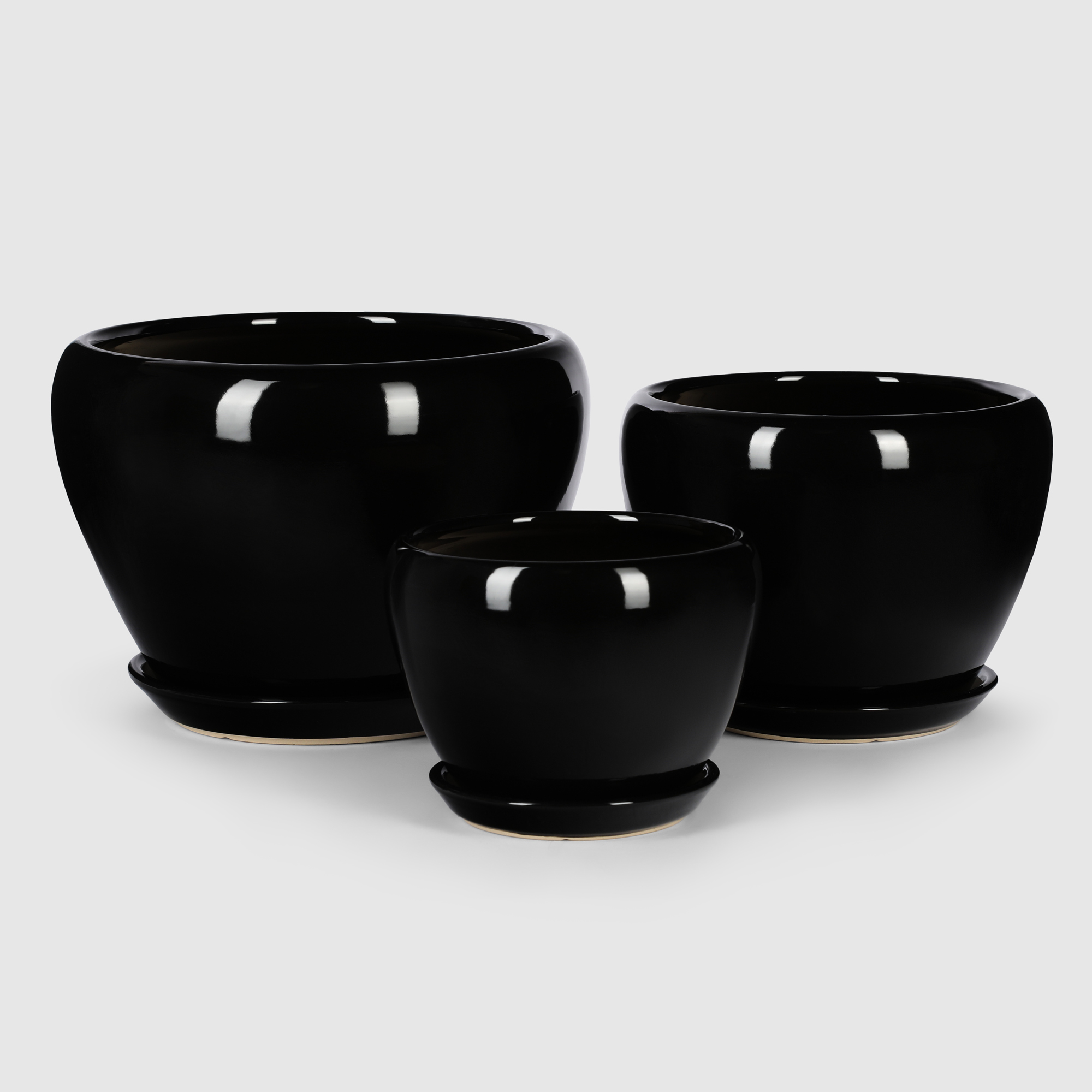 Кашпо керамическое для цветов Shine Pots 20x16 см черный глянец - фото 6
