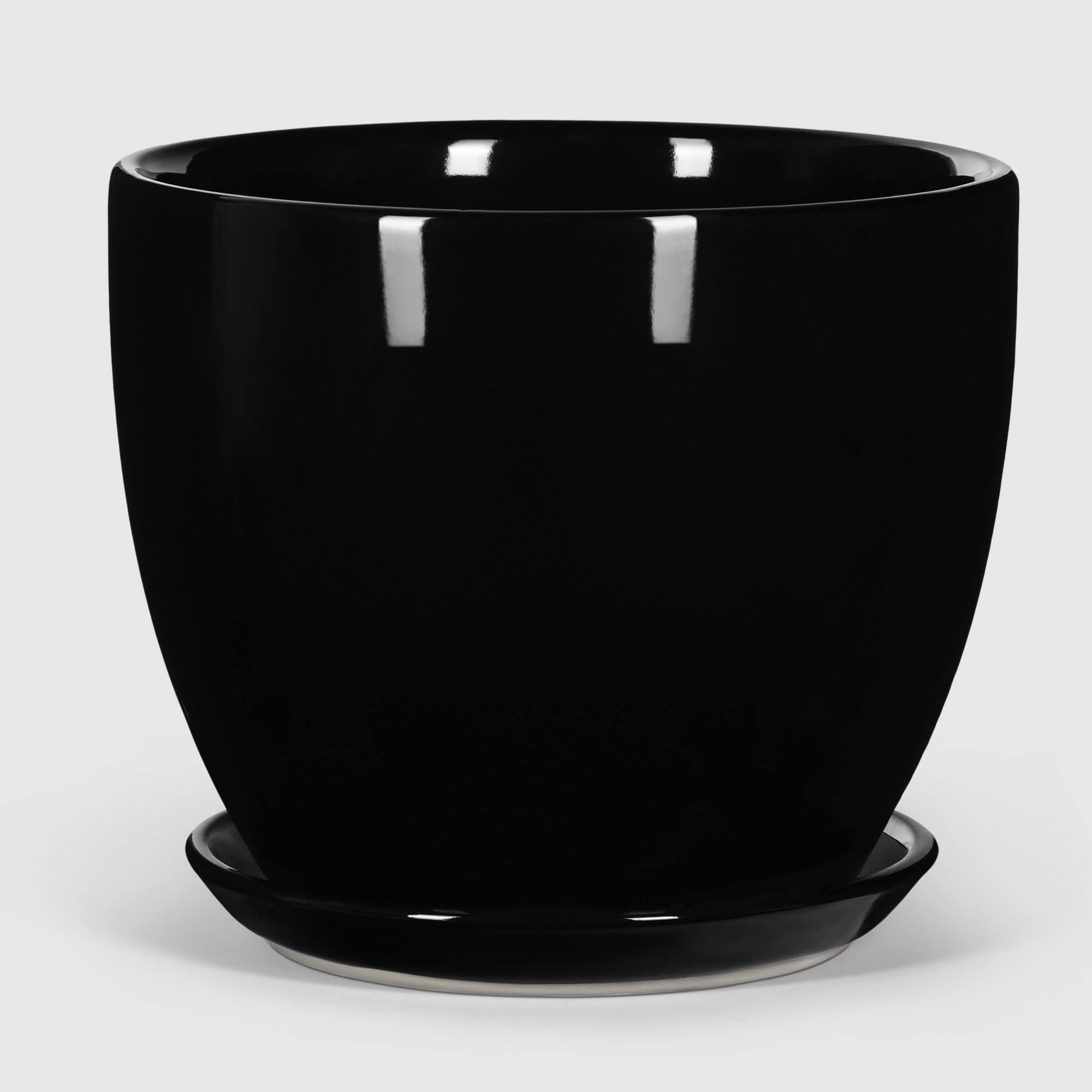 фото Кашпо керамическое для цветов shine pots 23x18 см черный глянец