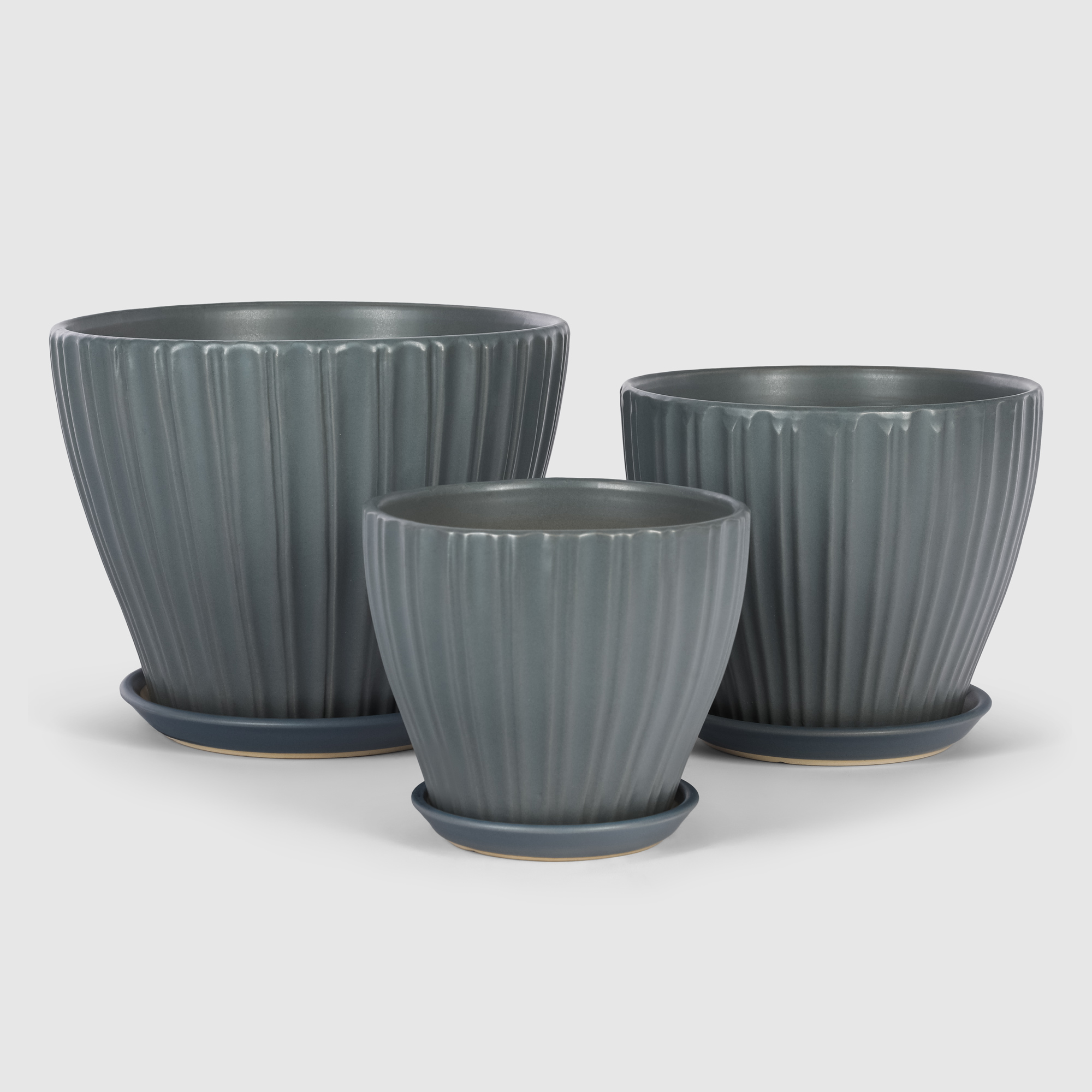 Кашпо керамическое для цветов Shine Pots 25x20см серое матовое - фото 6