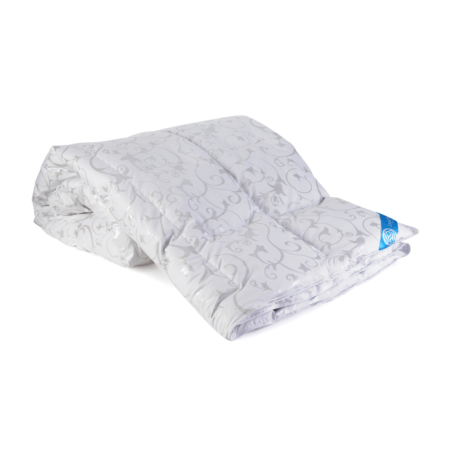 Пуховое одеяло Louis Pascal Эмма белое с серым 140х205 см (ЛП2066) кпб эмма серый р 1 5 сп