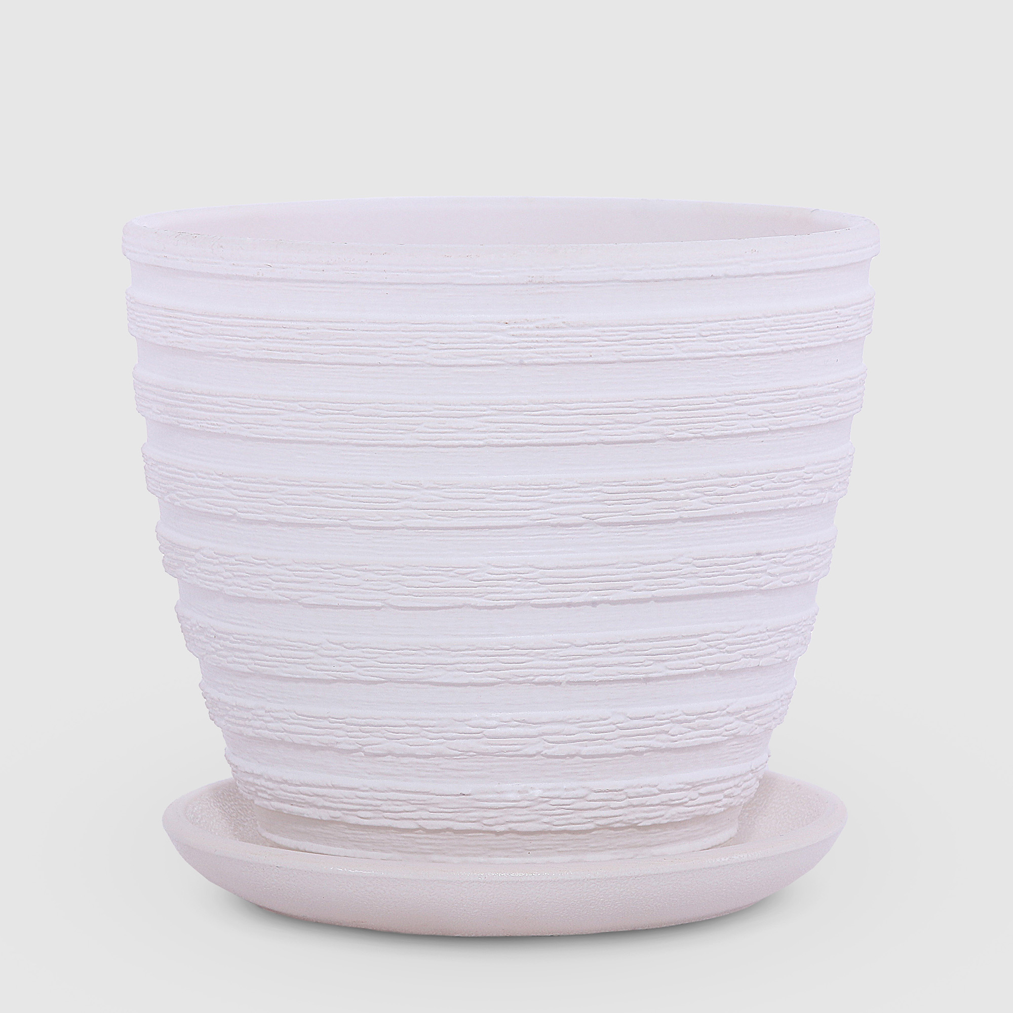 Керамический горшок с поддоном Композит Букле белый 21 см сушилка для посуды с поддоном 38×24×37 см белый