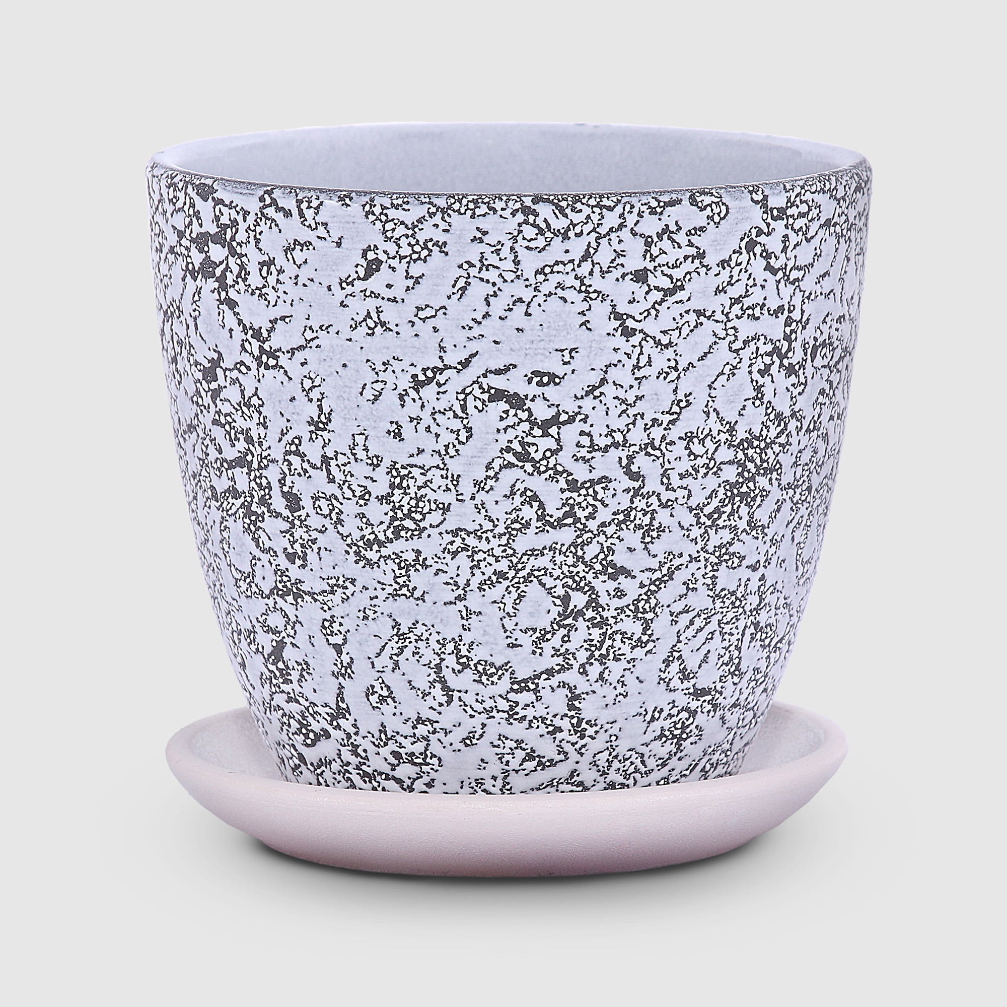 Керамический горшок с поддоном Композит Маджента серый с белым 21 см керамический горшок с поддоном композит букле розовый 15 см