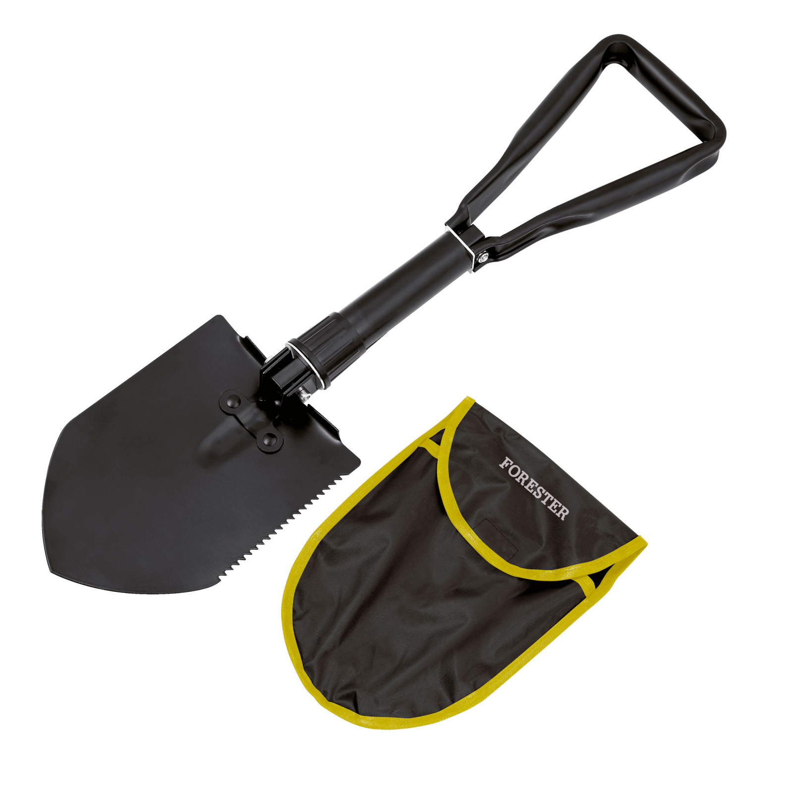 Складная лопата Forester Mobile чёрная 20х58,5 см сумка дорожная складная в косметичку отдел на молнии наружный карман чёрный