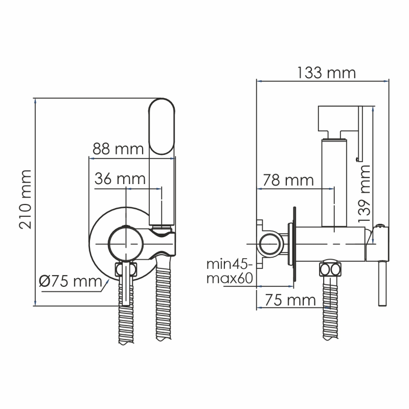 Смеситель для биде WasserKRAFT с гигиенической лейкой A70538 Вид№3