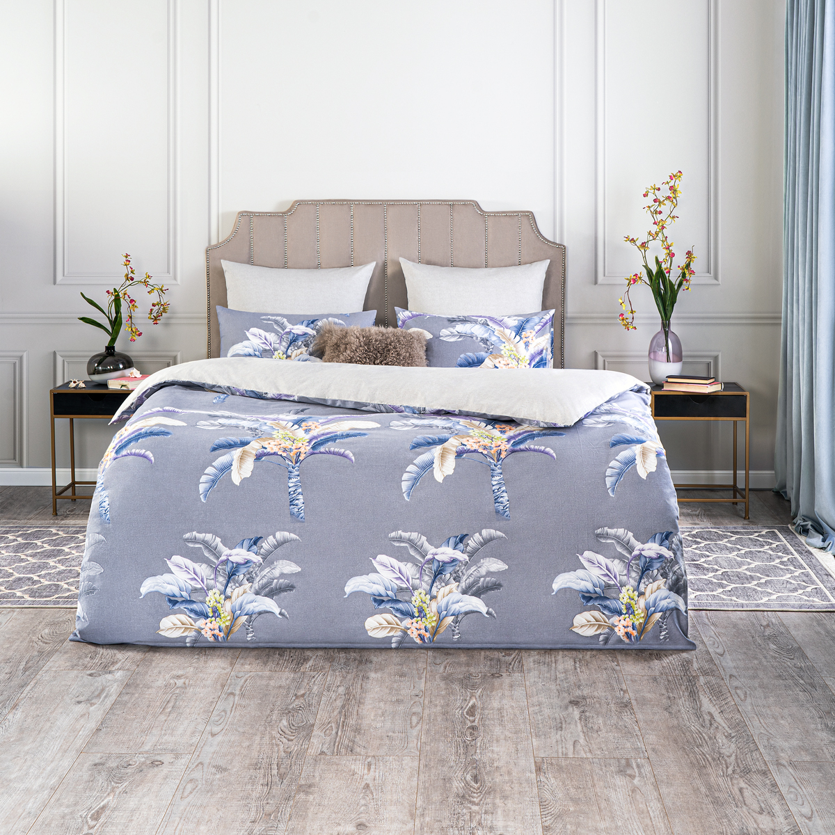 Комплект постельного белья Estia Ладор серо-синий с серым Полуторный постельный комплект sofi de marko пандора 2 полуторный